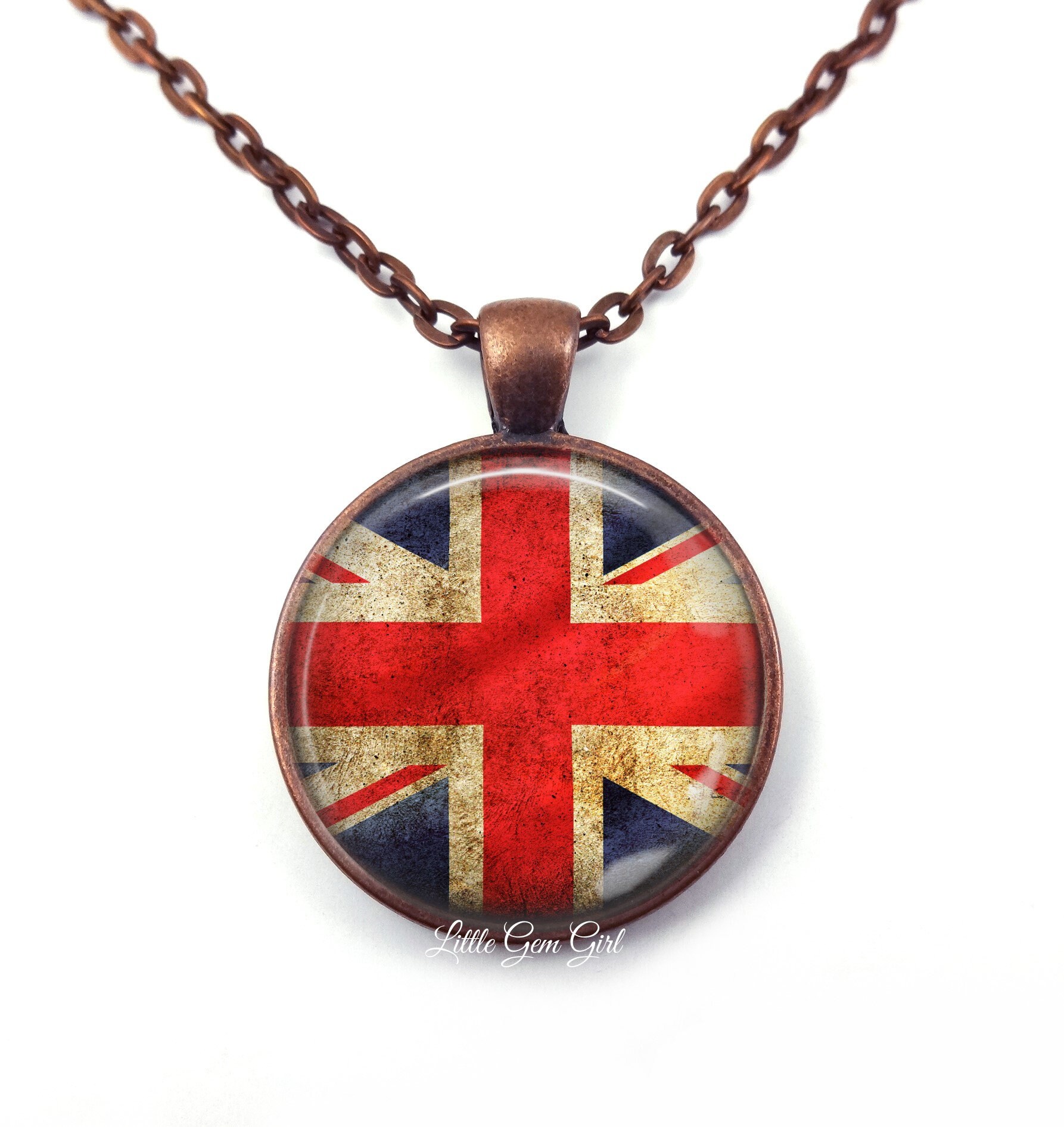 Vintage UK Union Jack Necklace Pendant British Flag Charm | Etsy