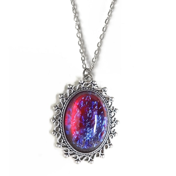 Drachenatem Feuer Opal Halskette aus Mexikanischem Glas - Handgemachter Gothic Renaissance Schmuck