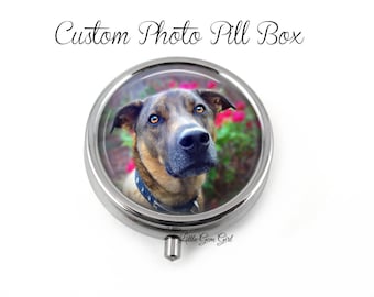 Custom Photo Pill Box - Personalized Picture Medicine Container, Earring Box, Mint Case Trinket Box - Personalized Name or Photo Pill box