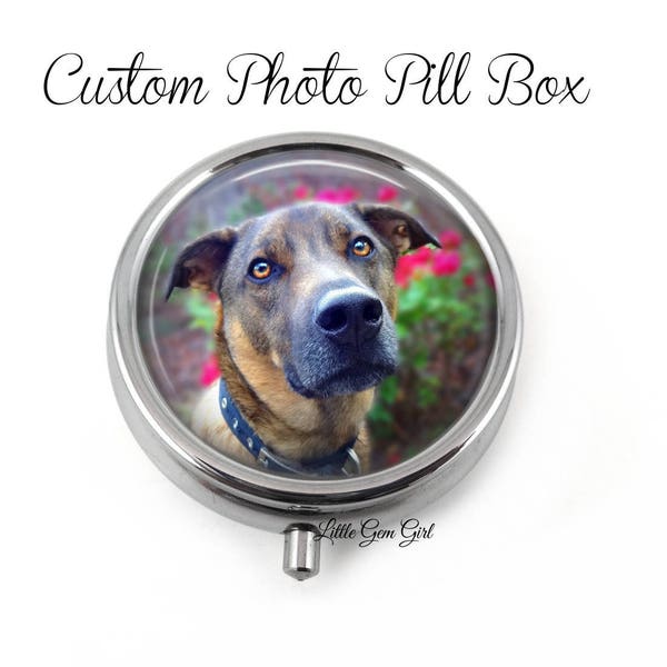 Custom Photo Pill Box - Personalized Picture Medicine Container, Earring Box, Mint Case Trinket Box - Personalized Name or Photo Pill box