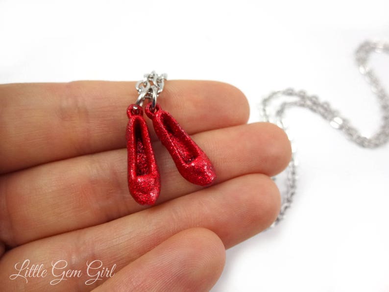 Dorothy's Ruby Red Slipper Charm Necklace The Wonderful Wizard of Oz Red Shoe Charm Necklace Yellow Brick Road Going Away Gift image 6