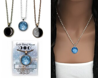 Custom Birth Moon Necklace Custom Moon 