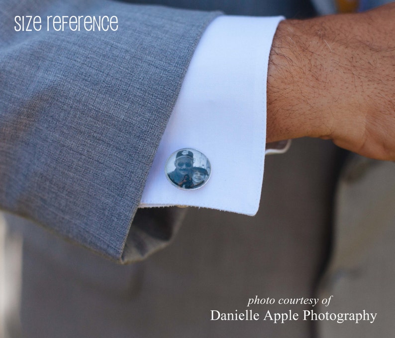 Custom Photo Cuff Links and Tie Bar Personalized Picture Tie Clip Cufflinks Set Father's Day Photo Gift Groom Memorial Wedding Jewelry image 5