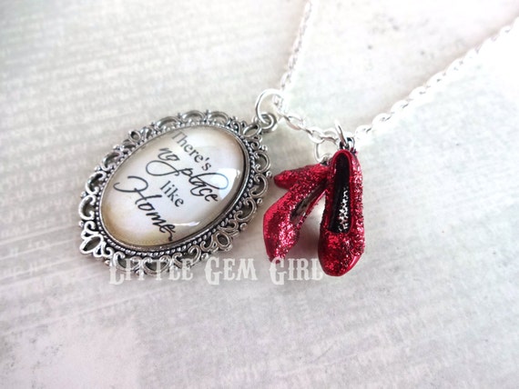 Wizard Of Oz Necklace Ruby Red Slippers Oz Quote Etsy