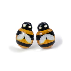 13x9mm Bumble Bee Earrings in Titanium or Stainless Steel for Sensitive Ears, Hypoallergenic Nickel Free