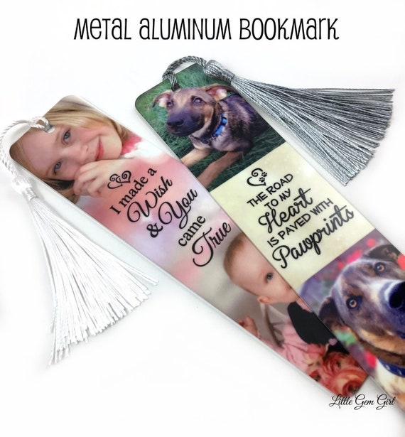 Book Lovers Add 2 Photos Personalised Metal Bookmark with Photos and Text