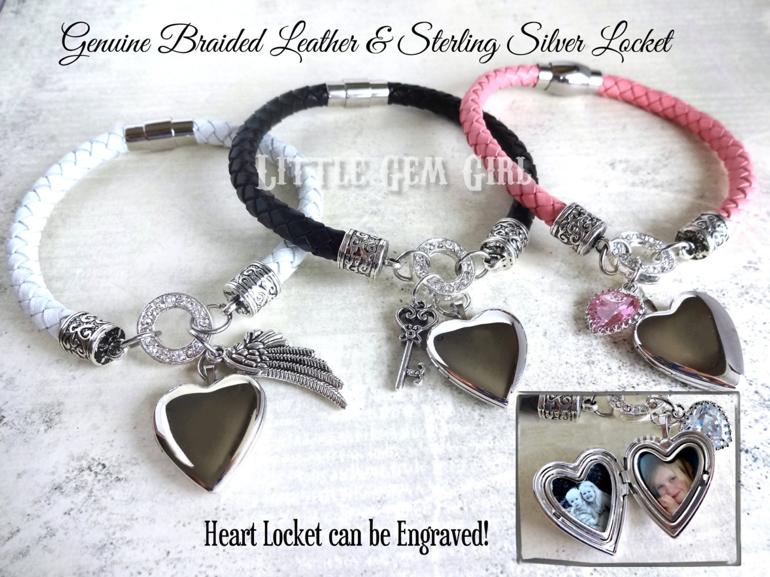 Custom Photo Sterling Silver Locket Bracelet Personalized Etsy