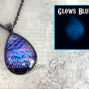 Glowing Irridescent Purple Dragon Egg Necklace - Many Colors Available - Glow in the Dark Magical Dragon Egg Pendant Sci Fi Fantasy Geekery