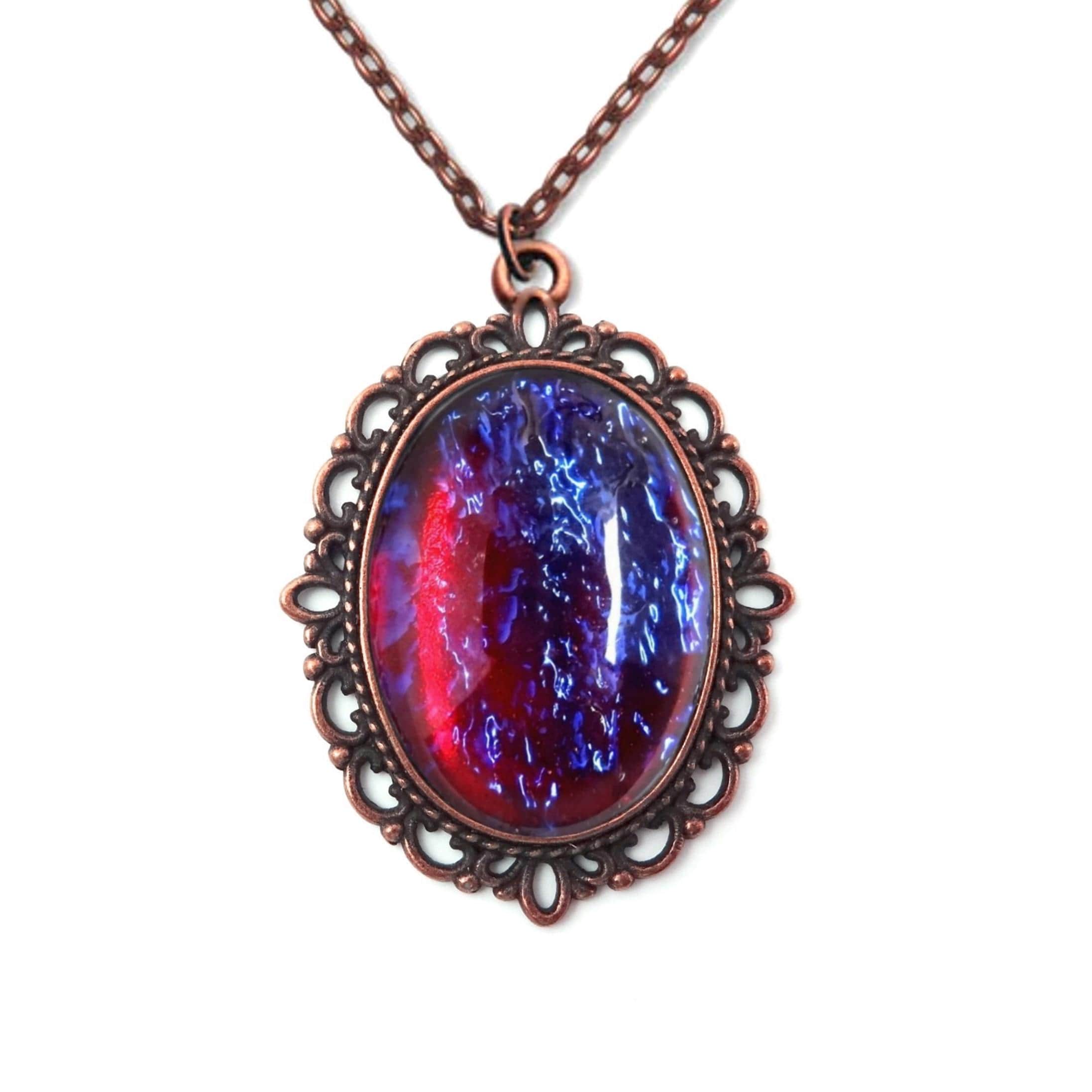 Oxidized shade​【龍ノ頸珠】 Victorian Dragon's Breath Necklace – Antique Copper Mexican Opal