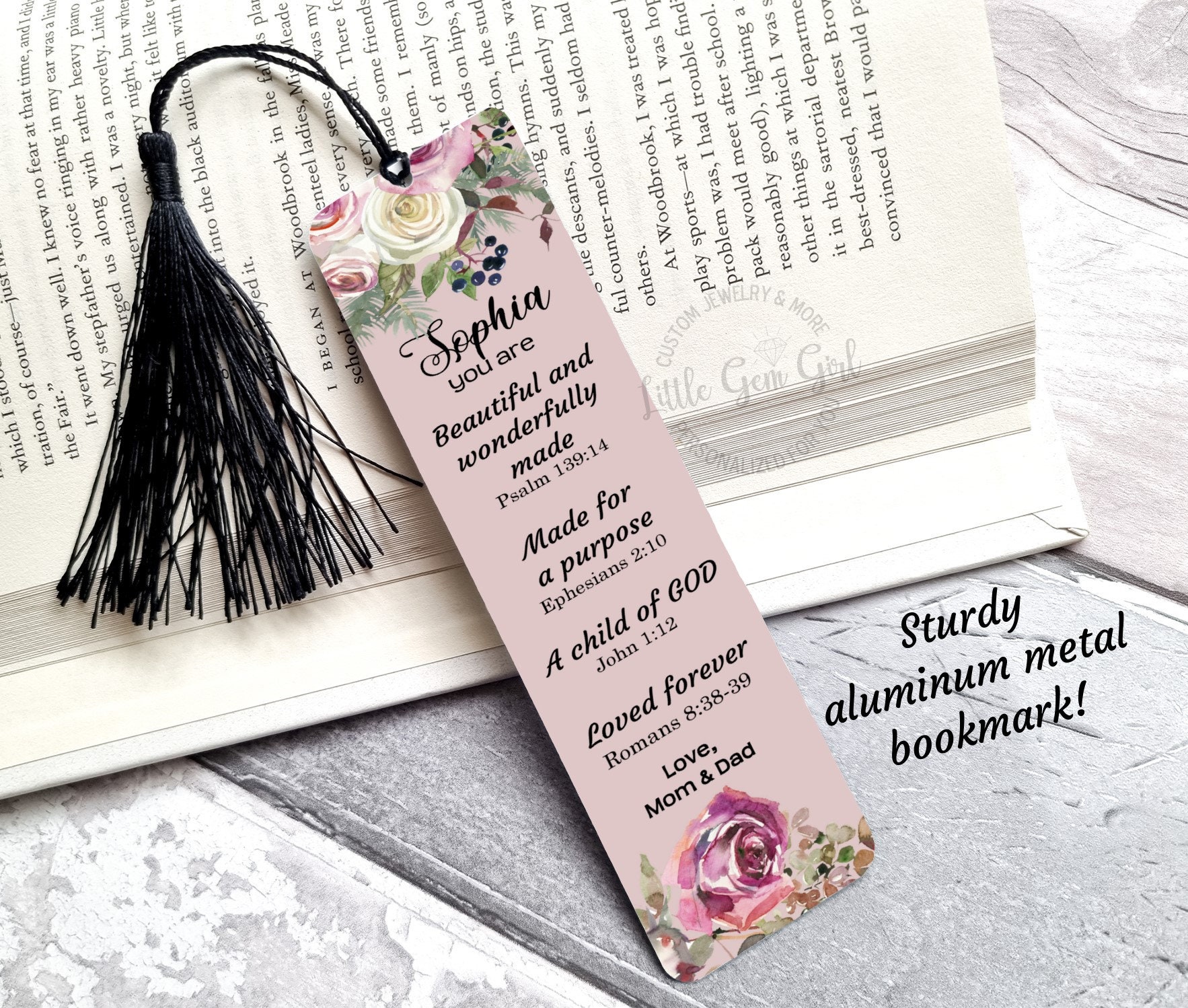6 Pieces Vintage Floral Flower Aluminum Metal Bookmarks with Tassels,  Elegant Page Markers Insert, Reading Gift for Reader, Book Lovers, Student