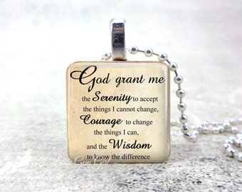 Serenity Prayer Necklace - Lord's Prayer Jewelry - Biblical Spiritual Heaven Prayer Pendant - Christian Prayer Jewelry