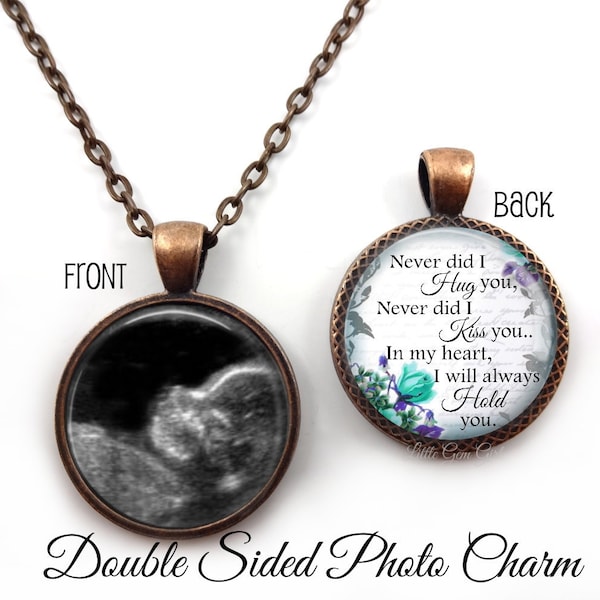 Personalized Memorial Necklace - Custom Photo Miscarriage Remembrance Jewelry Double Sided - Infant Loss Keepsake