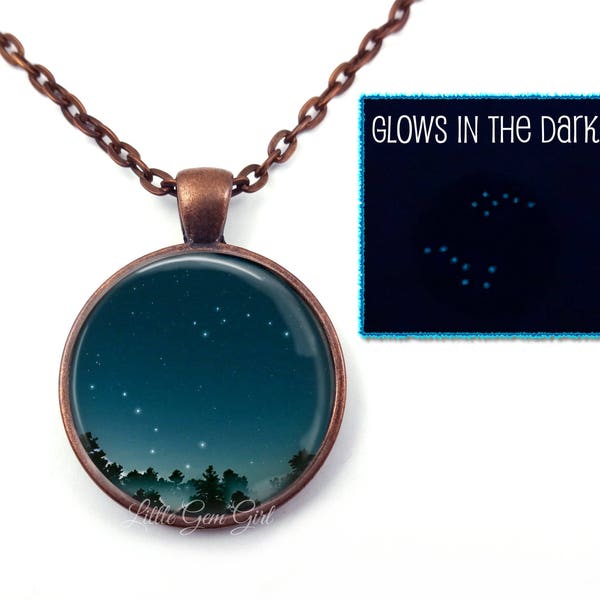 Glow in the Dark Big Dipper Little Dipper Pendant - Glowing Stars Jewelry - Outer Space Necklace Pendant - Constellation Necklace