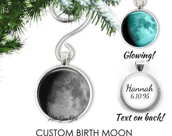 Custom Birth Moon Christmas Ornament - Personalized Birthday Moon Tree Ornament - Full Moon Christmas Ornament - 1st Anniversary Ornament
