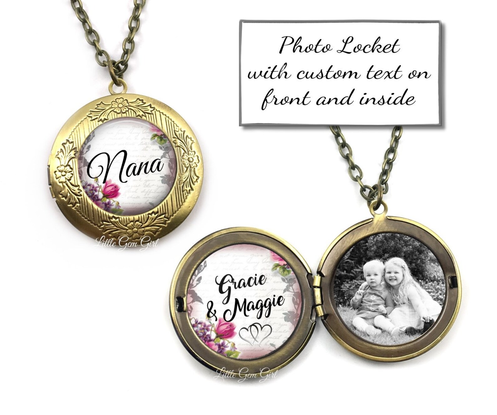 Personalized Locket With Your Text and Picture Custom Photo Etsy