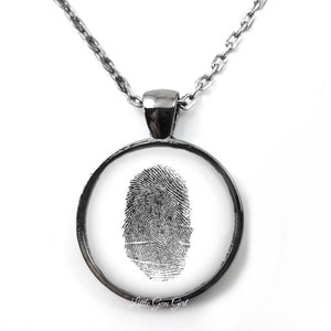 Actual Fingerprint Necklace or Key Chain with Custom Message on Back Custom Thumb Print Jewelry Personalized Memorial Charm Jewelry image 3