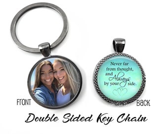 Double Sided Custom Photo Key Chain or Necklace - Memorial Jewelry - Wedding Bouquet Charm - Personalized 2 Sided Picture Charm