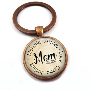 Custom Mom Established Jewelry with Kids Names - Children's Names Necklace or Key Chain Charm - Personalized Mother Necklace
