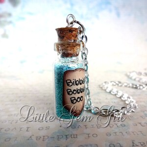 Bibbidi Bobbidi Boo Cinderella Magic Glass Bottle Cork Necklace Fairy Godmother Charm 17 Colors Available Glitter Potion Vial Bottle image 2