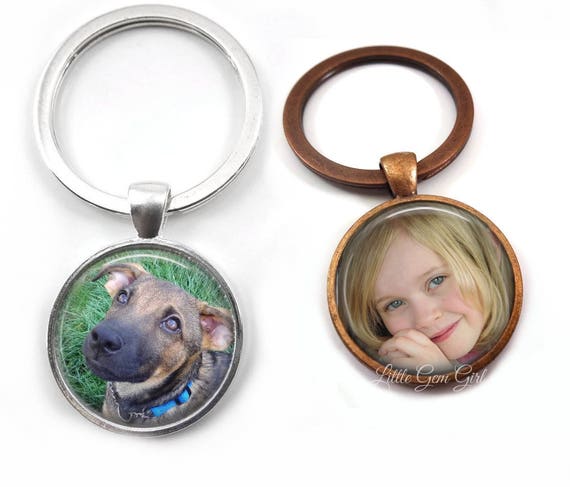 LittleGemGirl 1 Custom Photo Pendant Key Chain - Personalized Picture Key Chain Charm - Pet Photo Keychain - Custom Mothers Day Fathers Day Gift