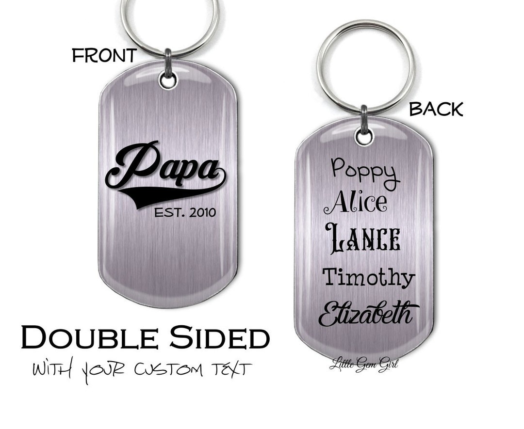 Personalized Papa Keychain – Custom Dog Tag With Kids’ Names and ...