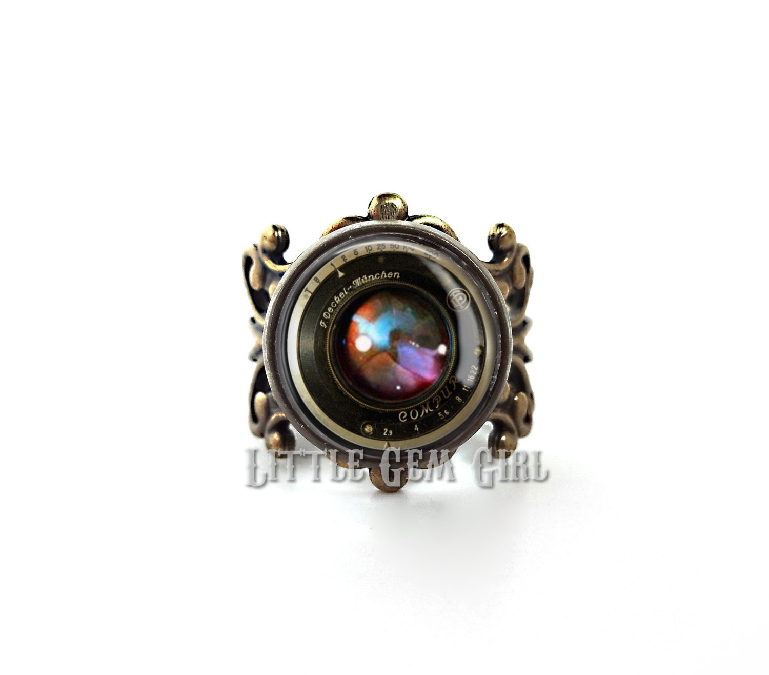 Vintage Style Mini Camera Ring High Quality Adjustable Filigree Band ...