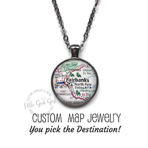 Custom Map Necklace or Key Chain Charm - Personalized Location of your Choosing - Vintage Map Jewelry  - Going Away or Wedding Gift