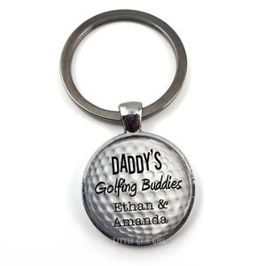 Personalized Golf Key Chain - Daddy&#39;s Golfing Buddies Golf Keychain - 5 Colors - Father&#39;s Day Golf Gift from Kids - Custom Golfing Gift