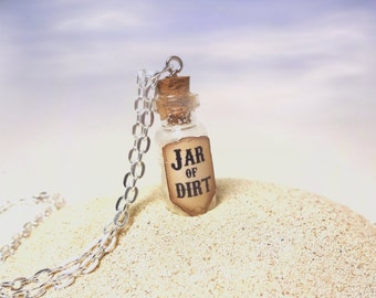 Jar of Dirt Glass Bottle Necklace - Pirate Treasure Necklace - Pirate Jewelry - Dead Man's Chest - Miniature Glass Vial Charm