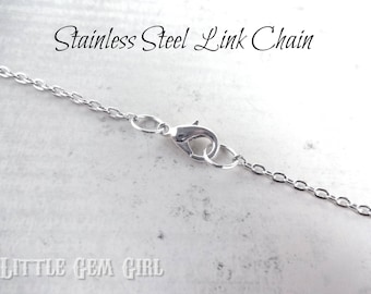 Stainless Steel Jewelry Link Chain with Lobster Clasp - 3x4mm or 2x3mm Oval Open Links Non Tarnish Hypoallergenic