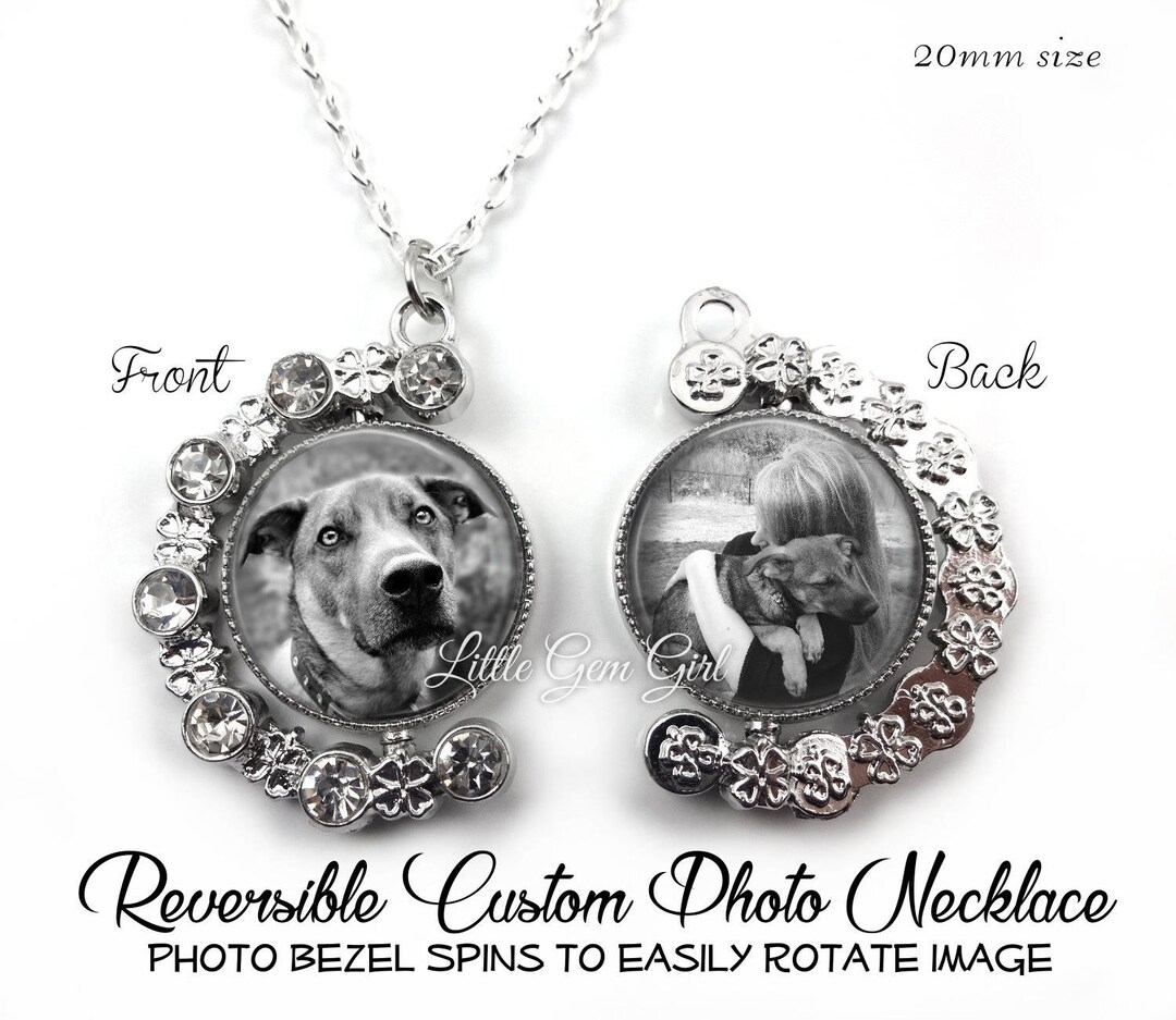 Custom Pet Photo Memorial Necklace - 2 Sided Spinner Picture Charm ...