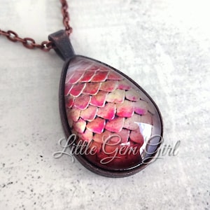 Pink and Copper Shimmer Dragon Egg Necklace Pendant - 8 Colors Available - Dragon Scale Necklace - Mermaid Scale Jewelry