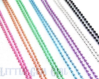 18 to 24 inch Metallic Colored Ball Chain Necklaces 2.4mm size Avail in: Pink Orange Green Blue Purple Silver Black