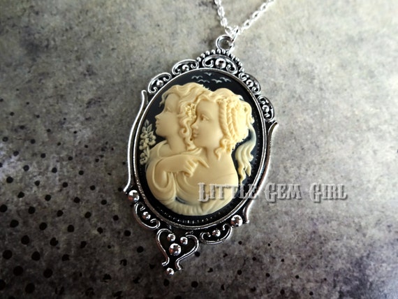 Twin Sister Cameo Necklace Victorian 