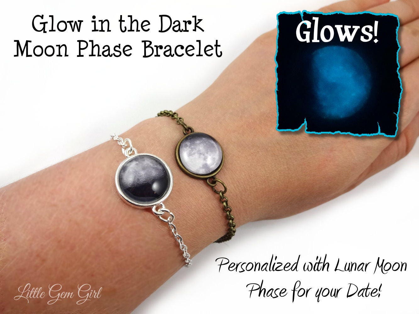 Glow in The Dark Purple Glitter Fortune Bracelet