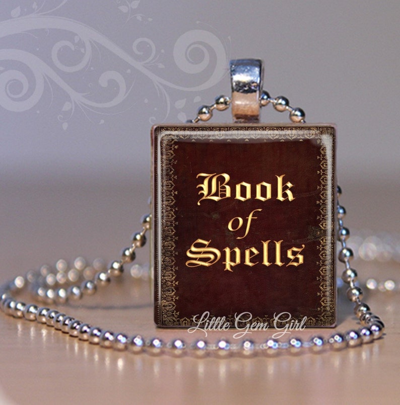 Book of Spells Necklace Pendant Vintage Magic Book Charm - Etsy