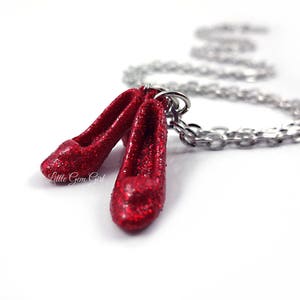 Dorothy's Ruby Red Slipper Charm Necklace The Wonderful Wizard of Oz Red Shoe Charm Necklace Yellow Brick Road Going Away Gift image 7