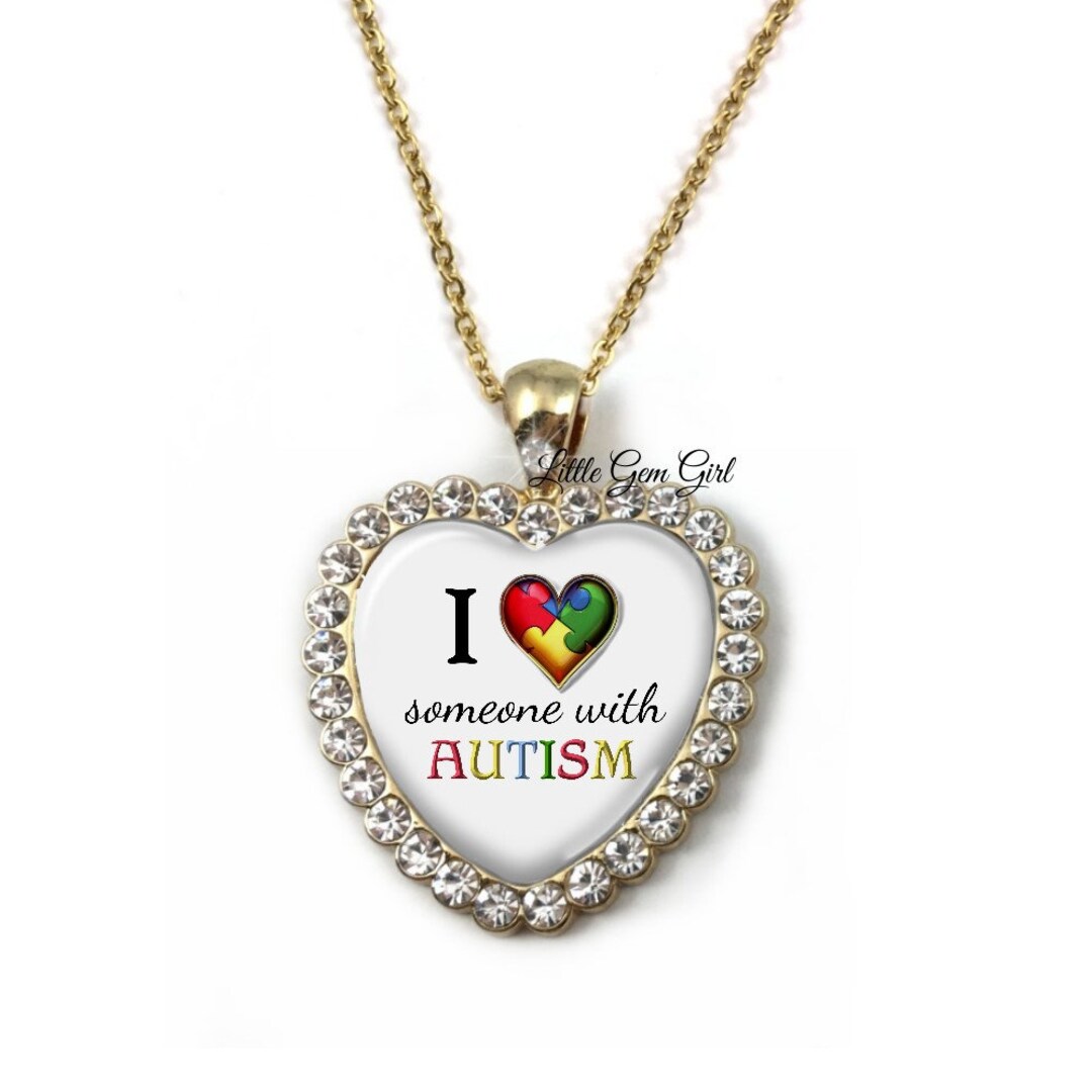 I Love Someone With Autism Heart Necklace in Silver or Gold Finish ...
