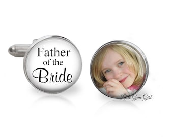 Father of the Bride Cufflinks - Custom Photo Wedding Cuff Links - Fathers Day Wedding Keepsake - Sterling Silver or Stainless Steel