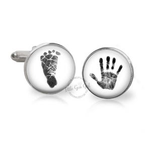 Gepersonaliseerde manchetknopen handafdruk kinderhandafdruk - geboorteakte baby print manchetknopen voor vader - vaderdagcadeau