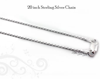 18インチまたは20インチのスターリングシルバーロープチェーン、フレンチダイヤモンドカット、ロブスタークラスプ付き - ペンダントやチャーム用のスターリングリンクチェーンネックレス