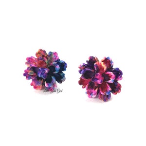 11mm Tie Dye Watercolor Flower Stud Earrings Titanium or Stainless Steel Studs for Sensitive Ears - Rainbow Flower Earrings