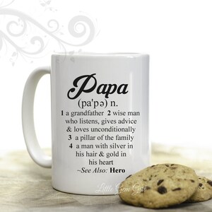 Papa Coffee Mug Custom Photo and Dictionary Definition Quote 15 ounce Personalized Picture Coffee Cup Fathers Day Grandpa Gift image 4