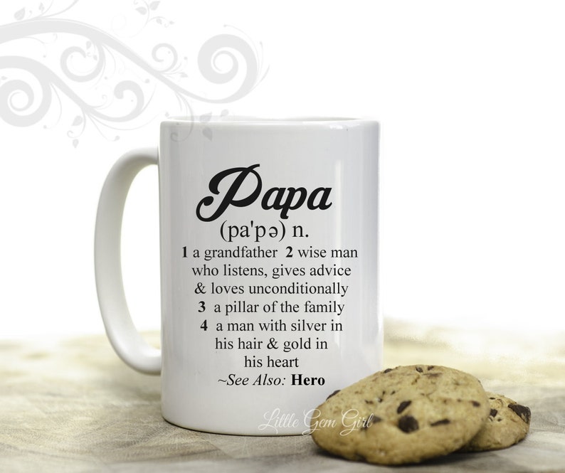 Papa Coffee Mug Custom Photo and Dictionary Definition Quote 15 ounce Personalized Picture Coffee Cup Fathers Day Grandpa Gift image 4