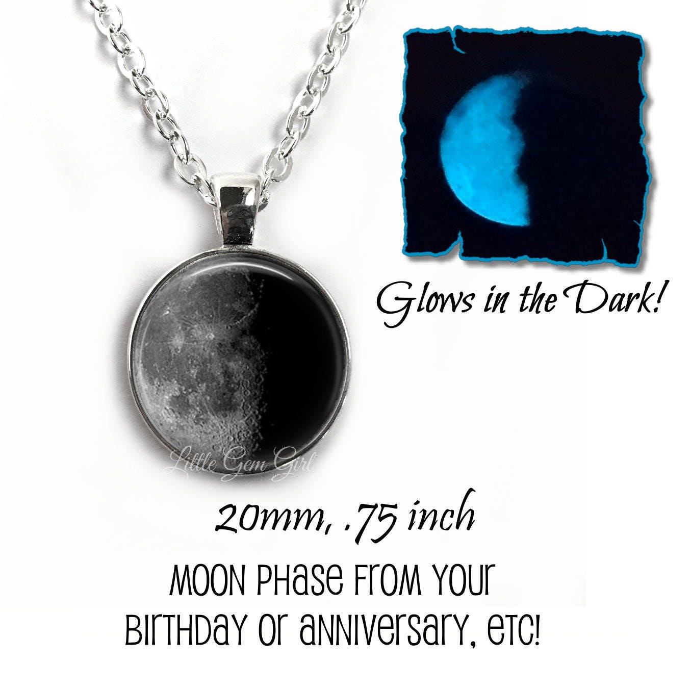 Birthday moon phase necklace outlet