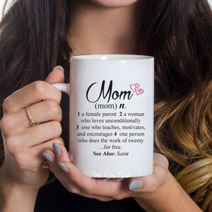 Mothers Day Mom Coffee Mug with Custom Photo and Mother Dictionary Definition Large 15 ounce White Ceramic Coffee Cup Mom Quote Gift image 3