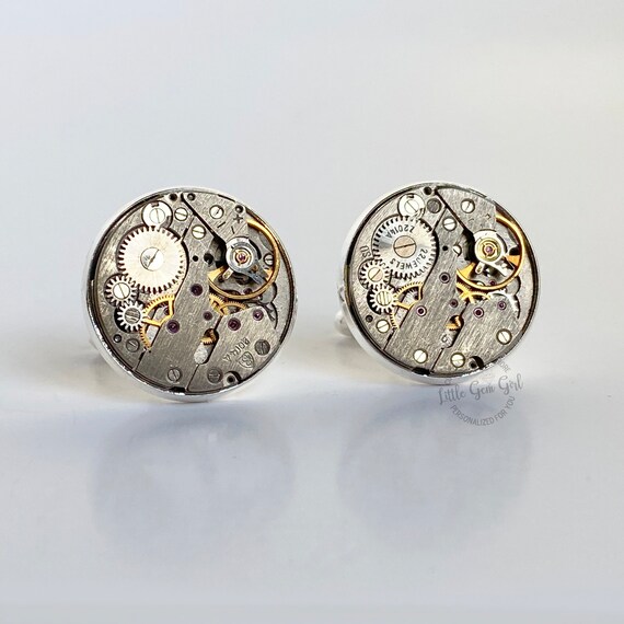 Paire De Boutons De Manchette Vintage Horlogers - Années 1960 - Argenté - Marque Langendorf