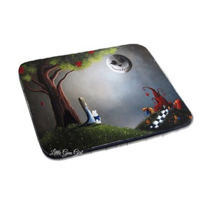 Alice&#39;s Adventures in Wonderland Mousepad - White Rabbit Mouse Pad with Cheshire Cat Moon - Fairytale Alice in Wonderland Gifts