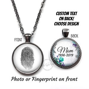 Actual Fingerprint Necklace or Key Chain with Custom Message on Back - Custom Thumb Print Jewelry - Personalized Memorial Charm Jewelry