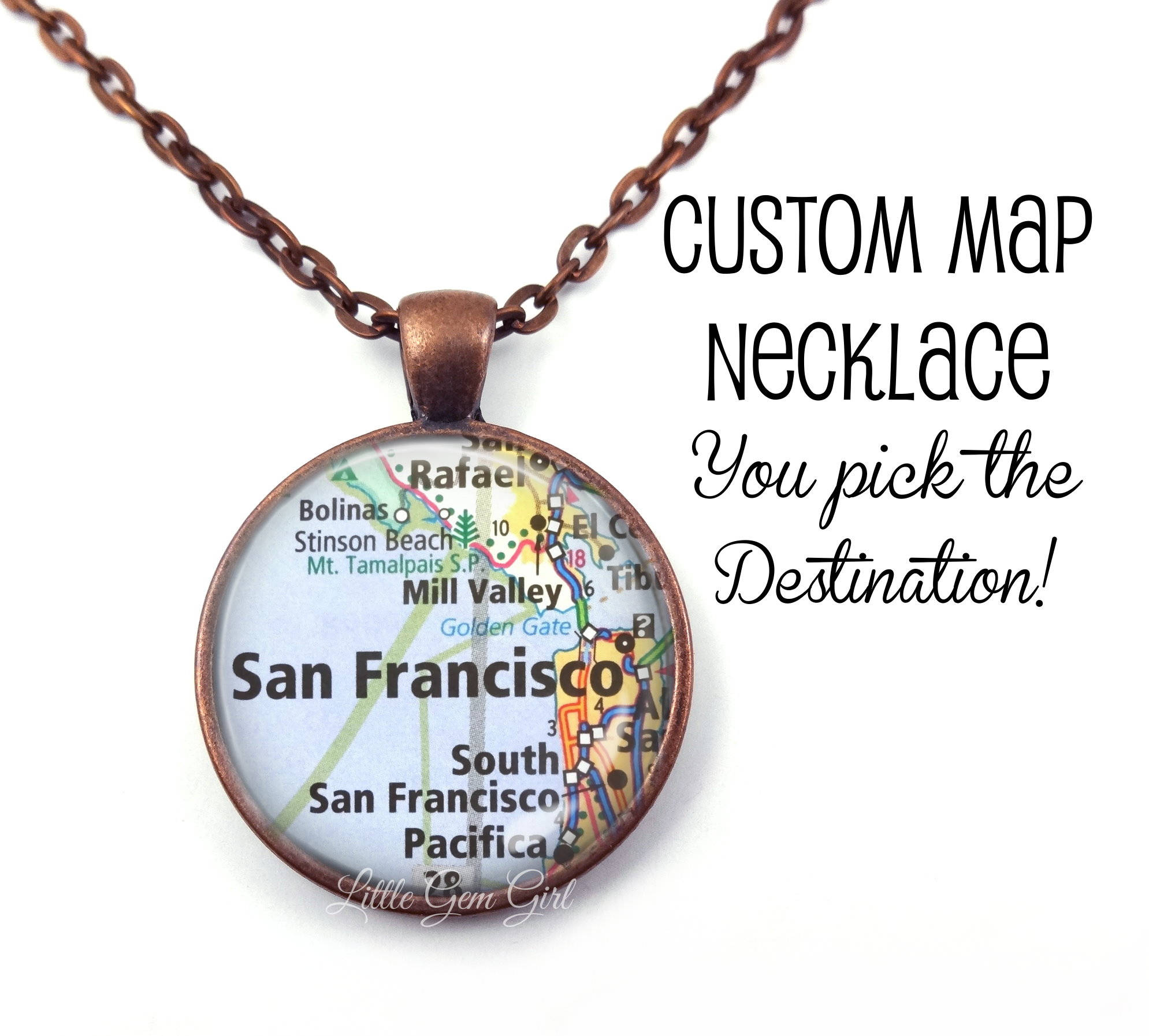 CUSTOM Map Necklace Map Pendant with Location of your Etsy